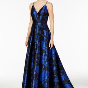 Calvin Klein Black & Blue Floral Formal Dress/Gown